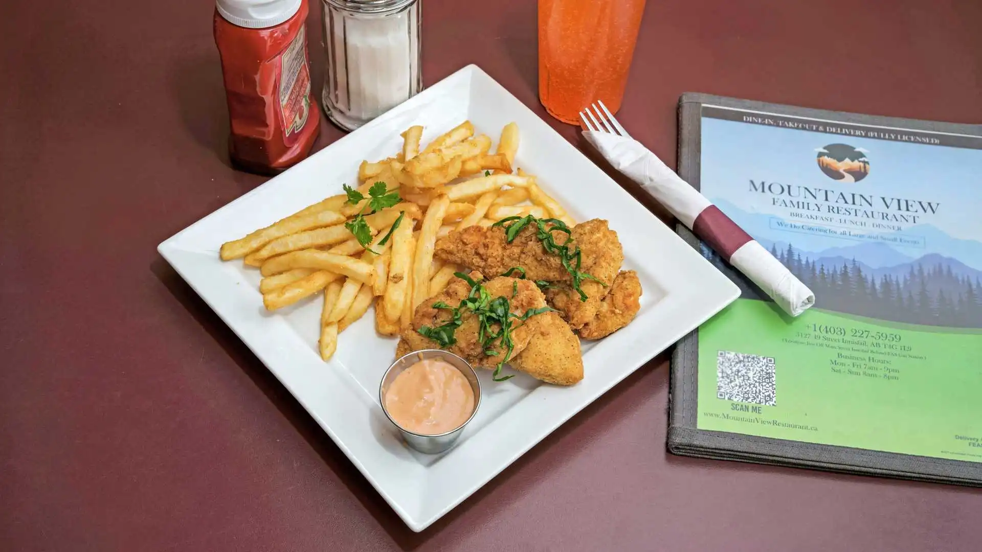 Chicken Fingers at Mountain View Family Restaurant in Innisfail, AB
