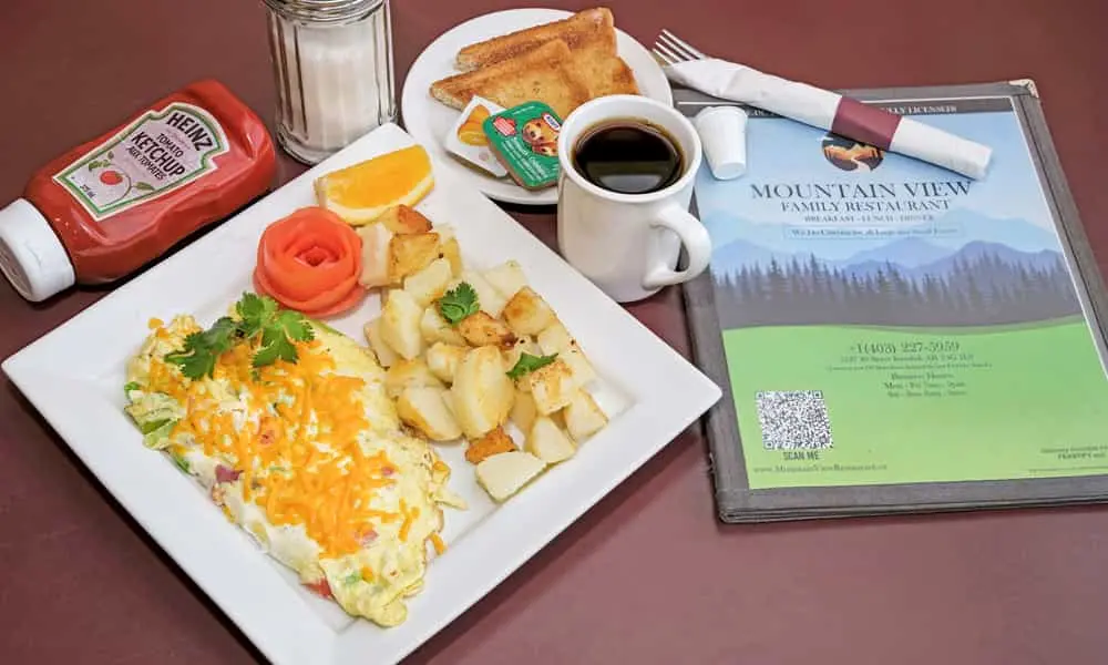 Plain Cheese Omelette at Mountain View Family Restaurant in Innisfail, AB